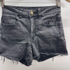 American Eagle Outfitters Black Frayed Denim Shorts
